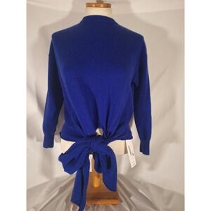 Michelle Mason Womens Blue Long Sleeve‎ Tie Front Sweater Knit Top FLAWED SZ S